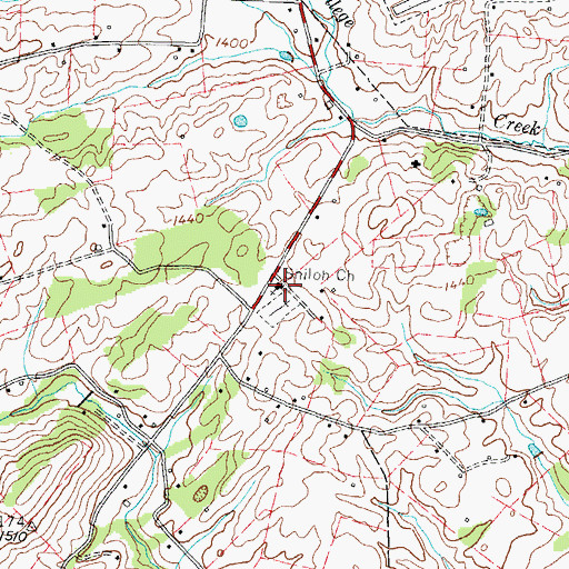 Topographic Map of Shiloh Church, TN