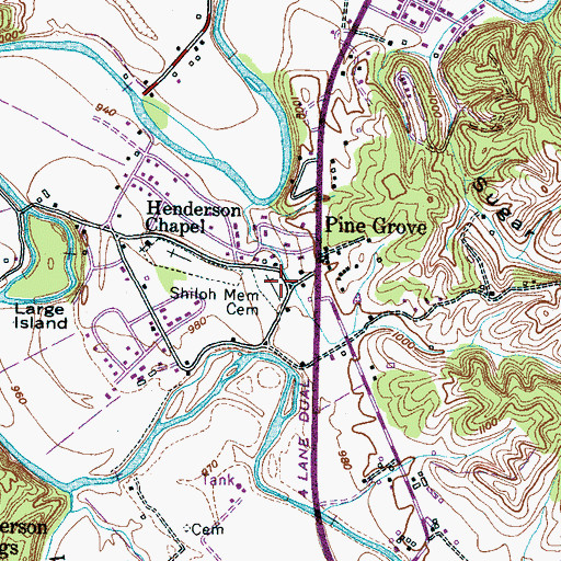 Topographic Map of Shiloh Memorial Cemetery, TN