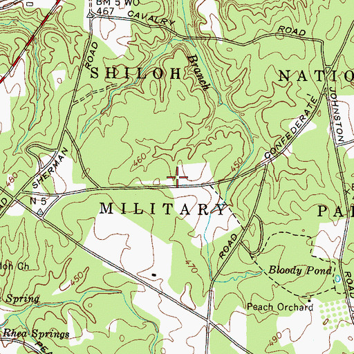 Topographic Map of Shiloh National Battlefield, TN
