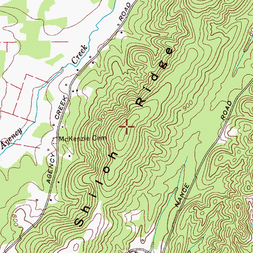 Topographic Map of Shiloh Ridge, TN