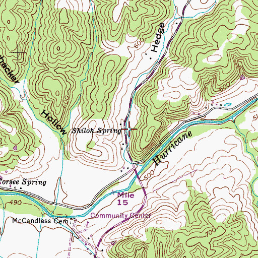 Topographic Map of Shiloh Spring, TN