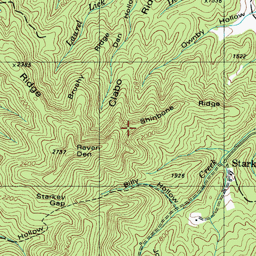 Topographic Map of Shinbone Ridge, TN