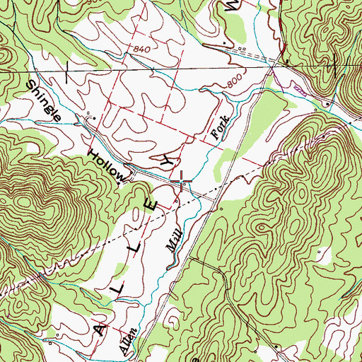 Topographic Map of Shingle Hollow, TN