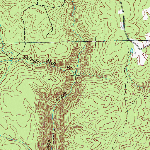 Topographic Map of Shingle Mill Branch, TN