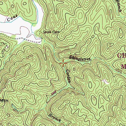 Topographic Map of Shingletree Branch, TN