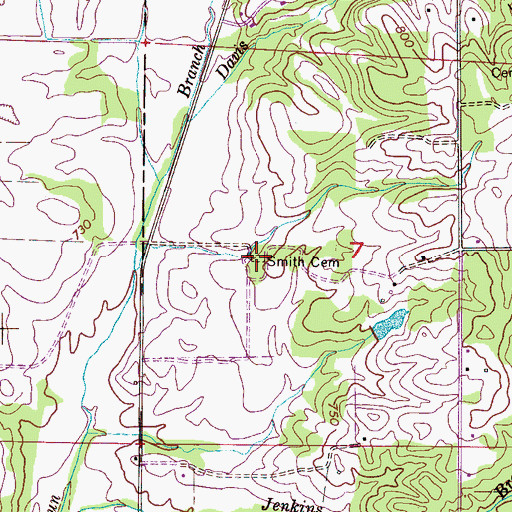Topographic Map of Smith Cemetery, AL