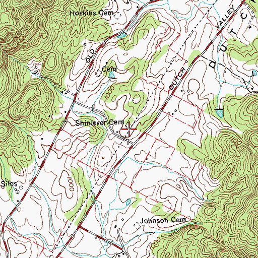 Topographic Map of Shinlever Cemetery, TN