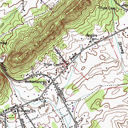Topographic Map of Shipe Cemetery, TN
