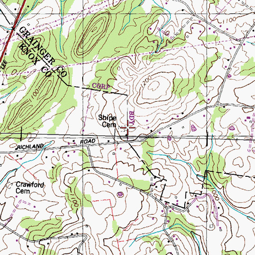 Topographic Map of Shipe Cemetery, TN