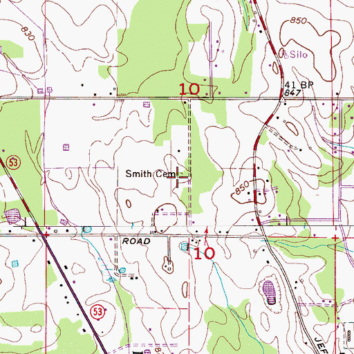 Topographic Map of Smith Cemetery, AL
