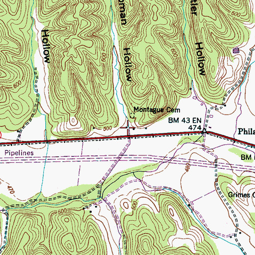 Topographic Map of Shipman Hollow, TN