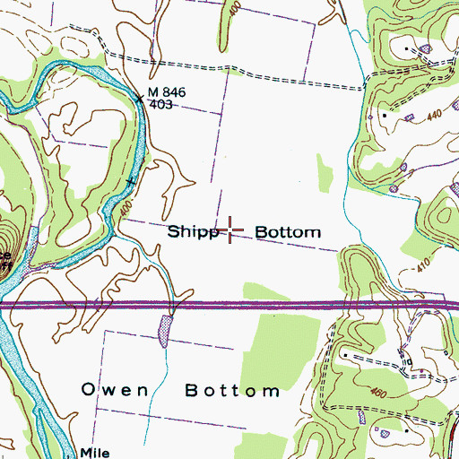 Topographic Map of Shipp Bottom, TN