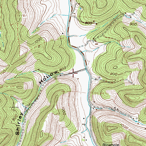 Topographic Map of Shirley Hollow, TN