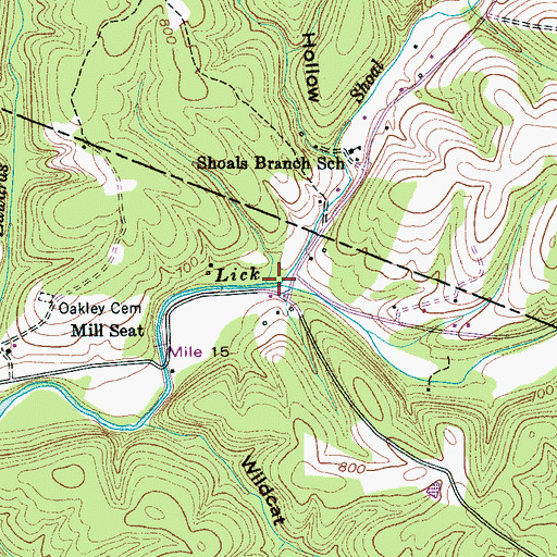 Topographic Map of Shoal Branch, TN
