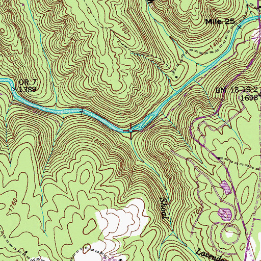 Topographic Map of Shoal Creek, TN