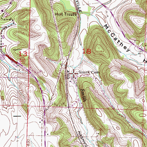 Topographic Map of Smith Cemetery, AL