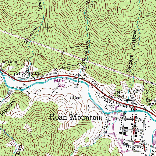 Topographic Map of Shoemaker Branch, TN