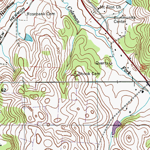 Topographic Map of Shook Cemetery, TN