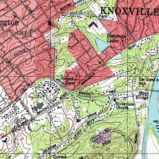 Topographic Map of Shook Cemetery, TN
