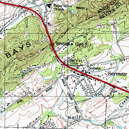 Topographic Map of Shooks Gap, TN