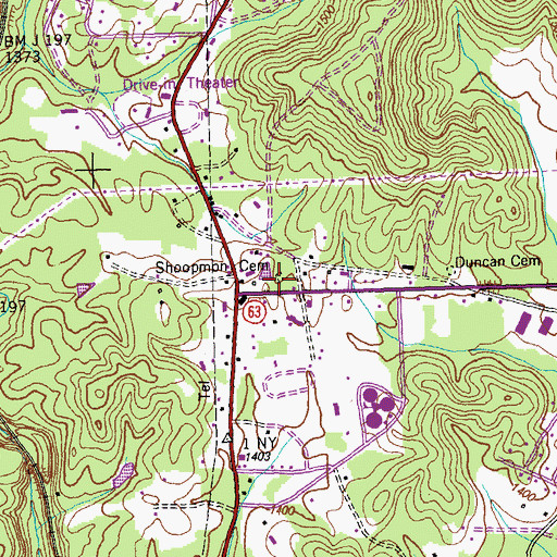 Topographic Map of Shoopmon Cemetery, TN