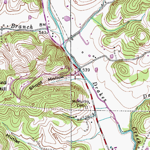 Topographic Map of Shoot Hollow, TN
