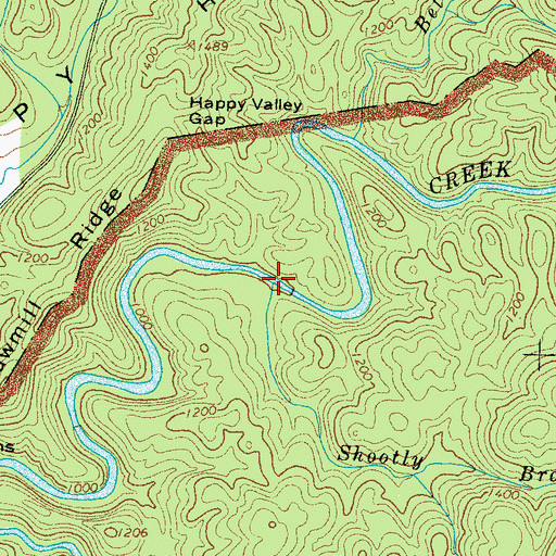 Topographic Map of Shootly Branch, TN