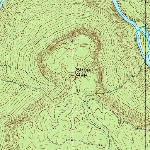 Topographic Map of Shop Gap, TN
