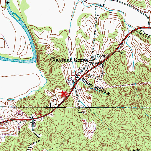Topographic Map of Shop Hollow, TN