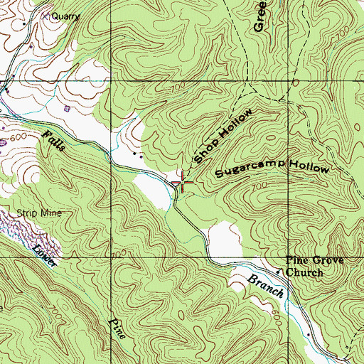 Topographic Map of Shop Hollow, TN