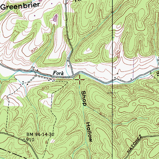 Topographic Map of Shop Hollow, TN