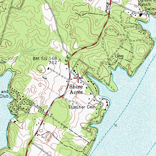 Topographic Map of Shore Acres, TN