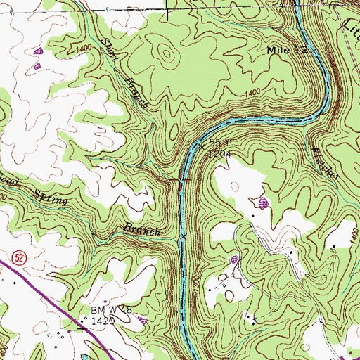 Topographic Map of Short Branch, TN