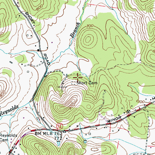 Topographic Map of Short Cemetery, TN