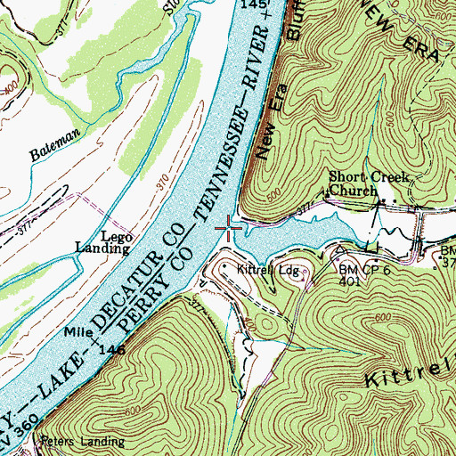 Topographic Map of Short Creek, TN