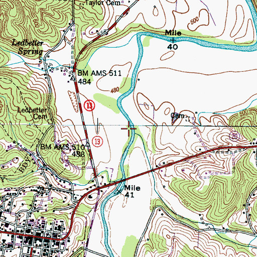 Topographic Map of Short Creek, TN