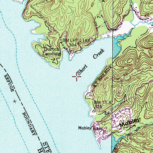Topographic Map of Short Creek, TN
