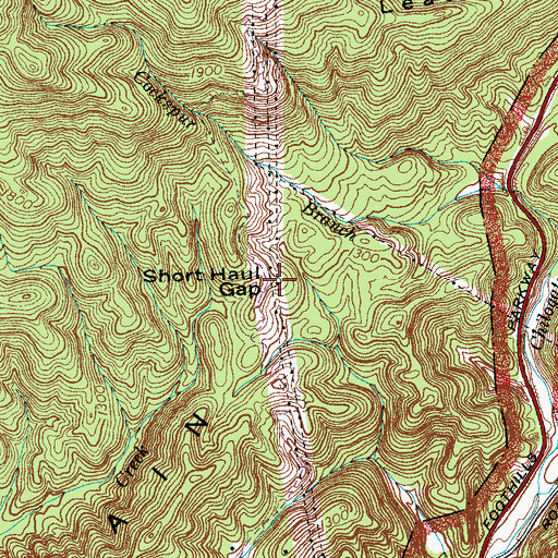 Topographic Map of Short Haul Gap, TN