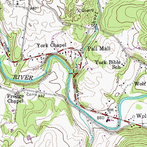 Topographic Map of Short Horn Creek, TN