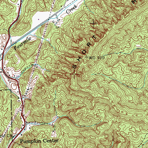 Topographic Map of Short Mountain, TN