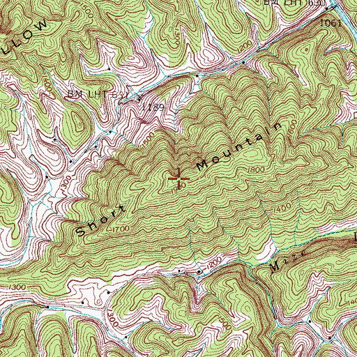 Topographic Map of Short Mountain, TN