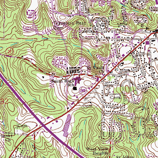 Topographic Map of Smith High School, AL