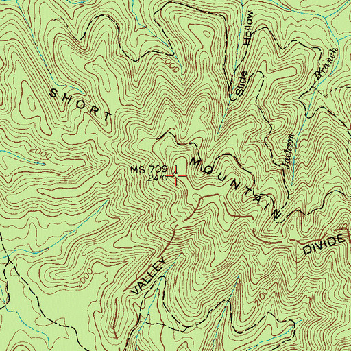 Topographic Map of Short Mountain, TN