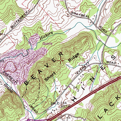 Topographic Map of Short Ridge, TN