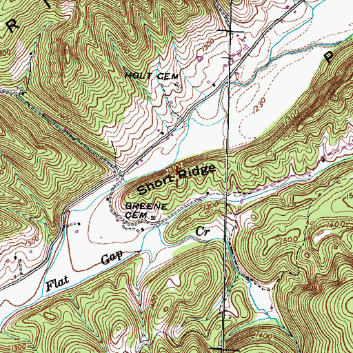 Topographic Map of Short Ridge, TN