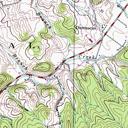 Topographic Map of Shoun Branch, TN