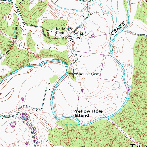 Topographic Map of Shouse Cemetery, TN