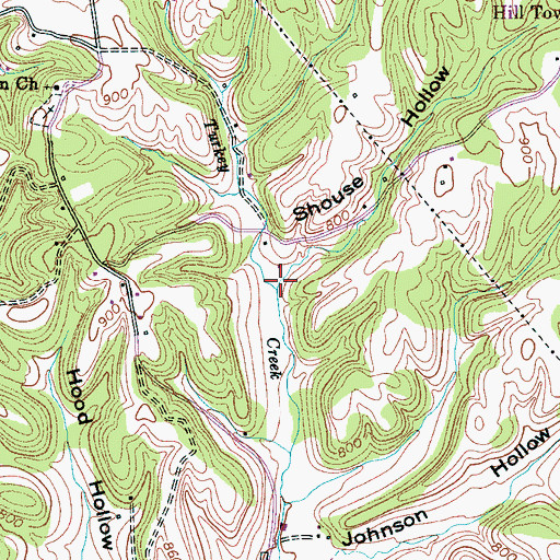 Topographic Map of Shouse Hollow, TN