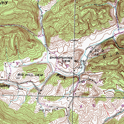Topographic Map of Shropshire Cemetery, TN