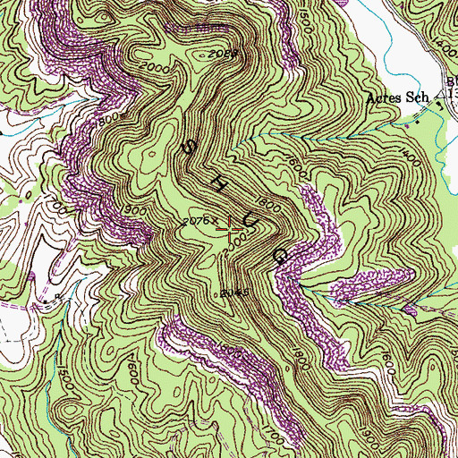 Topographic Map of Shug Mountain, TN